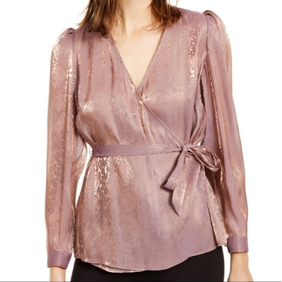 INC Ethereal mauve metallic snake wrap blouse 3X - Picture 4 of 5